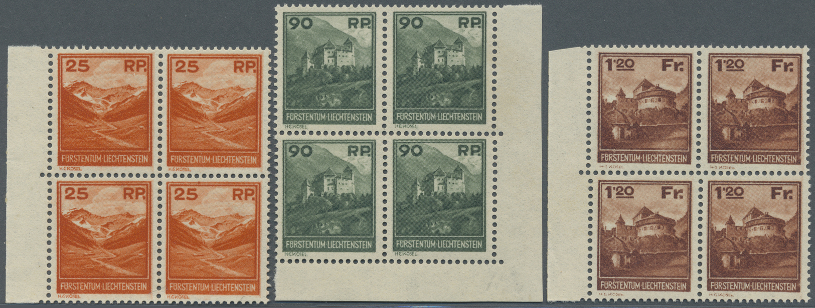 **/ Liechtenstein: 1933, Freimarken: Landschaften Und Gebäude  25 Rp. Bis 1,20 Fr, Außergewöhnlich Schöne  Luxus-R - Lettres & Documents