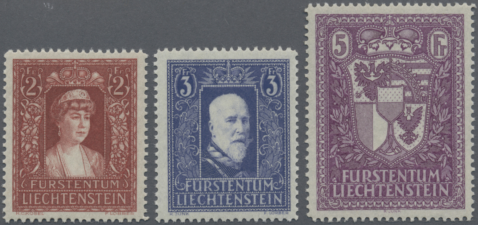 ** Liechtenstein: 1933, Freimarken Fürstin Elsa, Fürst Franz I Und Landeswappen, 3 Werte Tadellos Postfrisch, M€ - Lettres & Documents