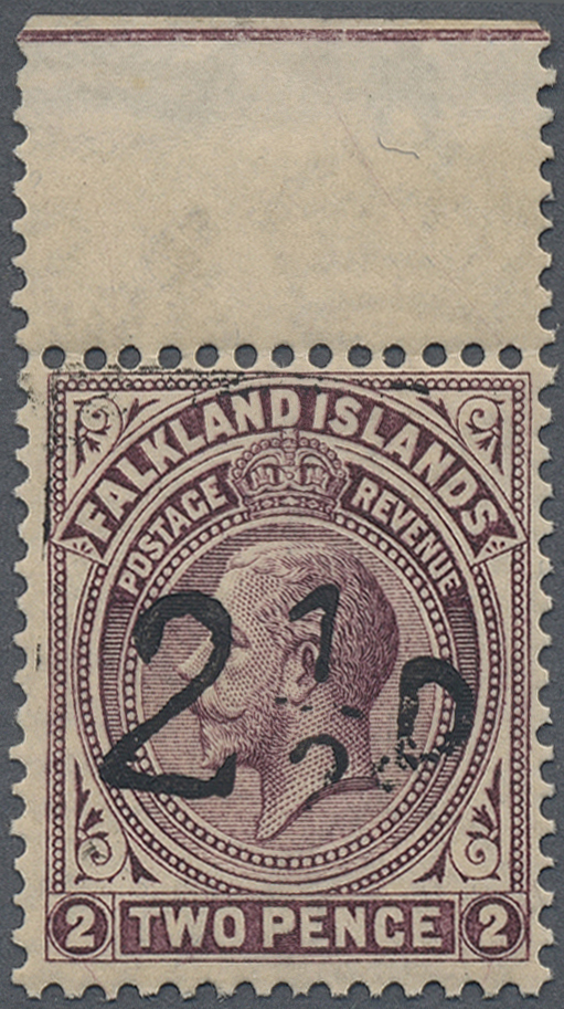 ** Falklandinseln: 1928, South Georgia 1928 Provisional "2 1/2 D" On 2 D Georg V, Unmounted Mint Copy With Hinge On The  - Falkland