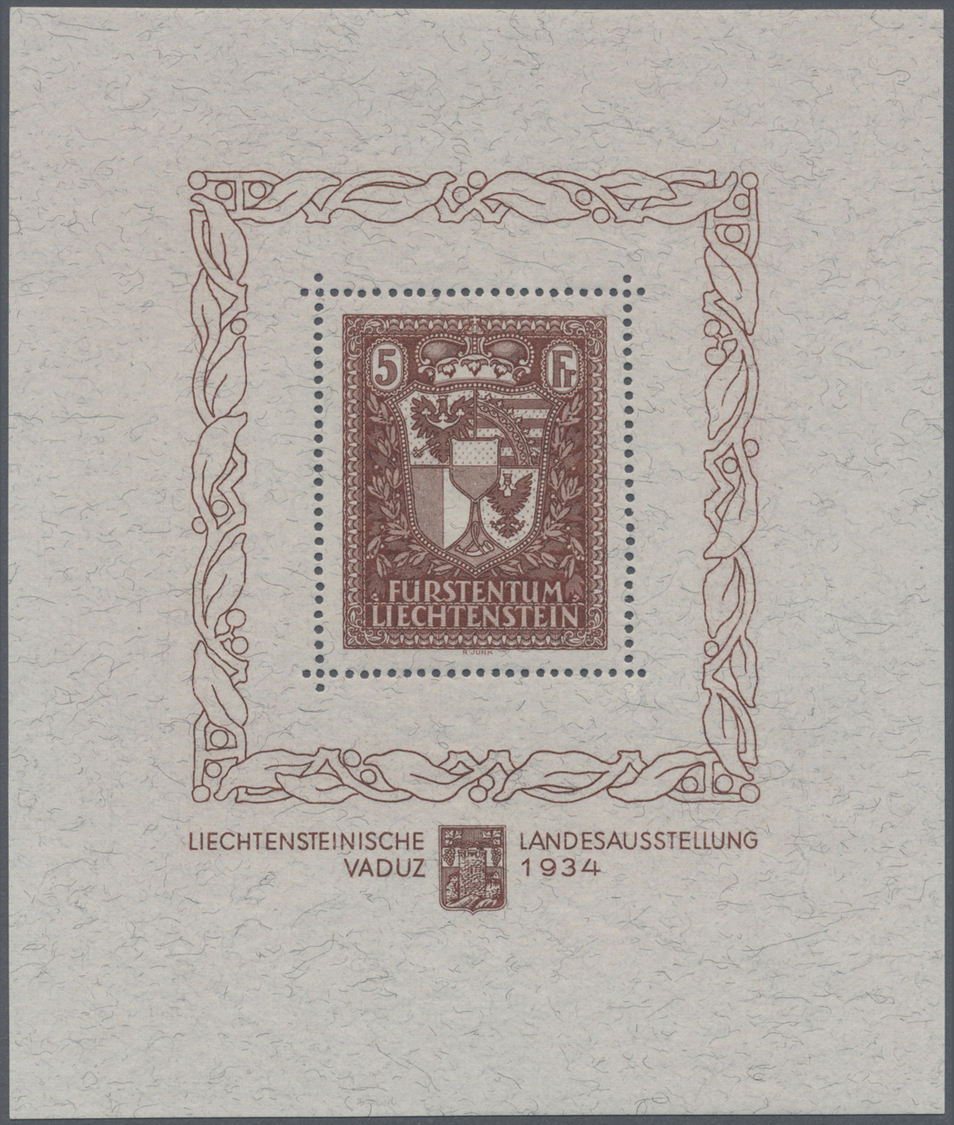 ** Liechtenstein: 1934, Landesausstellung-Blockausgabe Postfrisch Und Einwandfrei, Originalmaß, Mi 2.500.- - Lettres & Documents