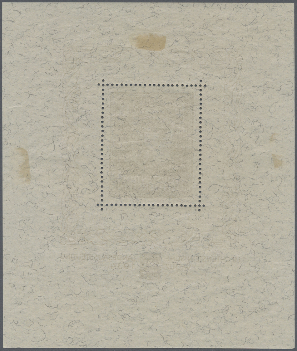 * Liechtenstein: 1934, Landesausstellung-Blockausgabe Ungebraucht (3 Falzreste Im Blockrand) Und Einwandfrei, M€ - Lettres & Documents