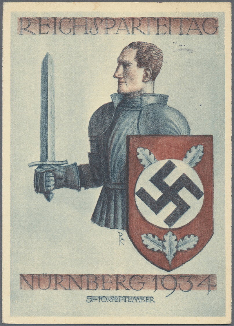 Ansichtskarten: Propaganda: 1933/1936, "Reichsparteitag" 4 Karten Von 1934 (Gebrauchsspuren) Bis 193 - Political Parties & Elections