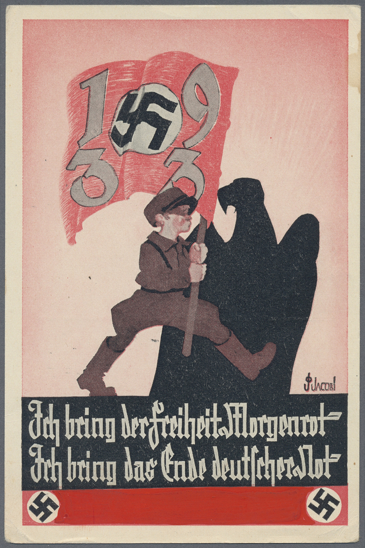 Ansichtskarten: Propaganda: 1933. Farbkarte "Ich Bring Der Freiheit Morgenrot / Ich Bring Das Ende D - Partis Politiques & élections