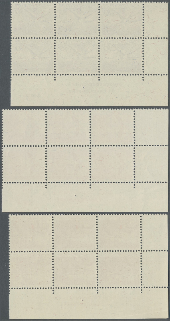 ** Liechtenstein: 1939, Flugpost Vögel 10 Rp Bis 2 Fr., Postfrische Sechserblockserie Aus Der Linken Unteren Boge - Lettres & Documents