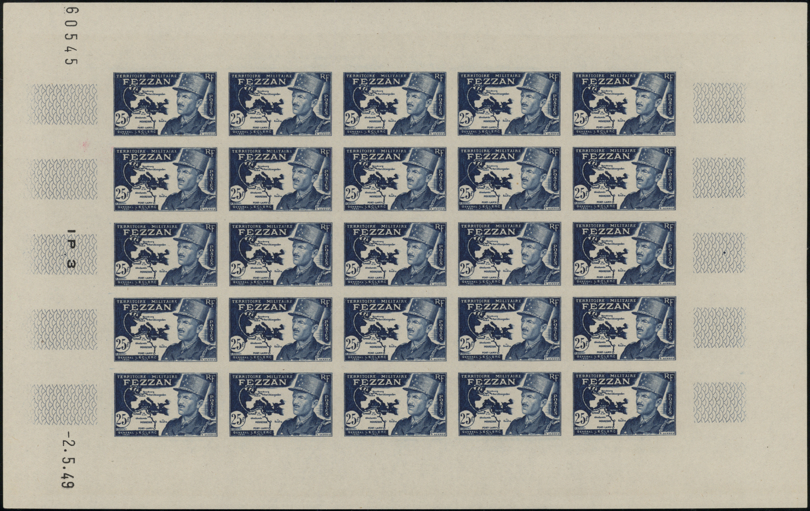 **/* Fezzan: 1949, Definitives Pictorials/Officers, 1fr. To 50fr., Complete Set Of Eleven Values As Complete IMPERFORATE - Lettres & Documents