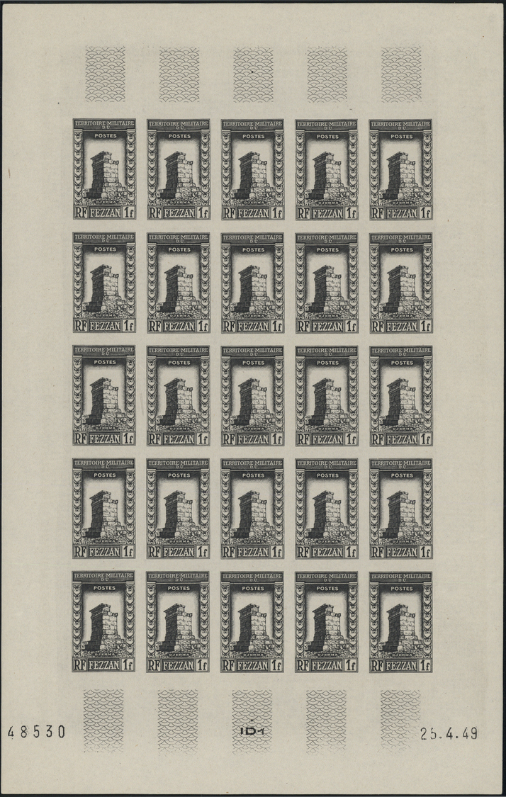 **/* Fezzan: 1949, Definitives Pictorials/Officers, 1fr. To 50fr., Complete Set Of Eleven Values As Complete IMPERFORATE - Lettres & Documents