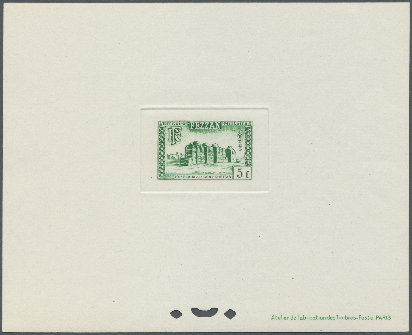 (*) Fezzan: 1949, Definitives Pictorials/Officers, 1fr. to 50fr., complete set of eleven values as epreuve de luxe. Maur