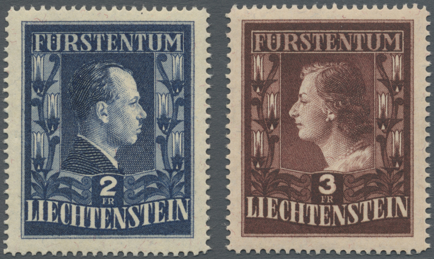 ** Liechtenstein: 1951, Fürstenpaar, Feinere Zähnung, Tadellos Postfrisch. (Mi. 1400,-) - Lettres & Documents