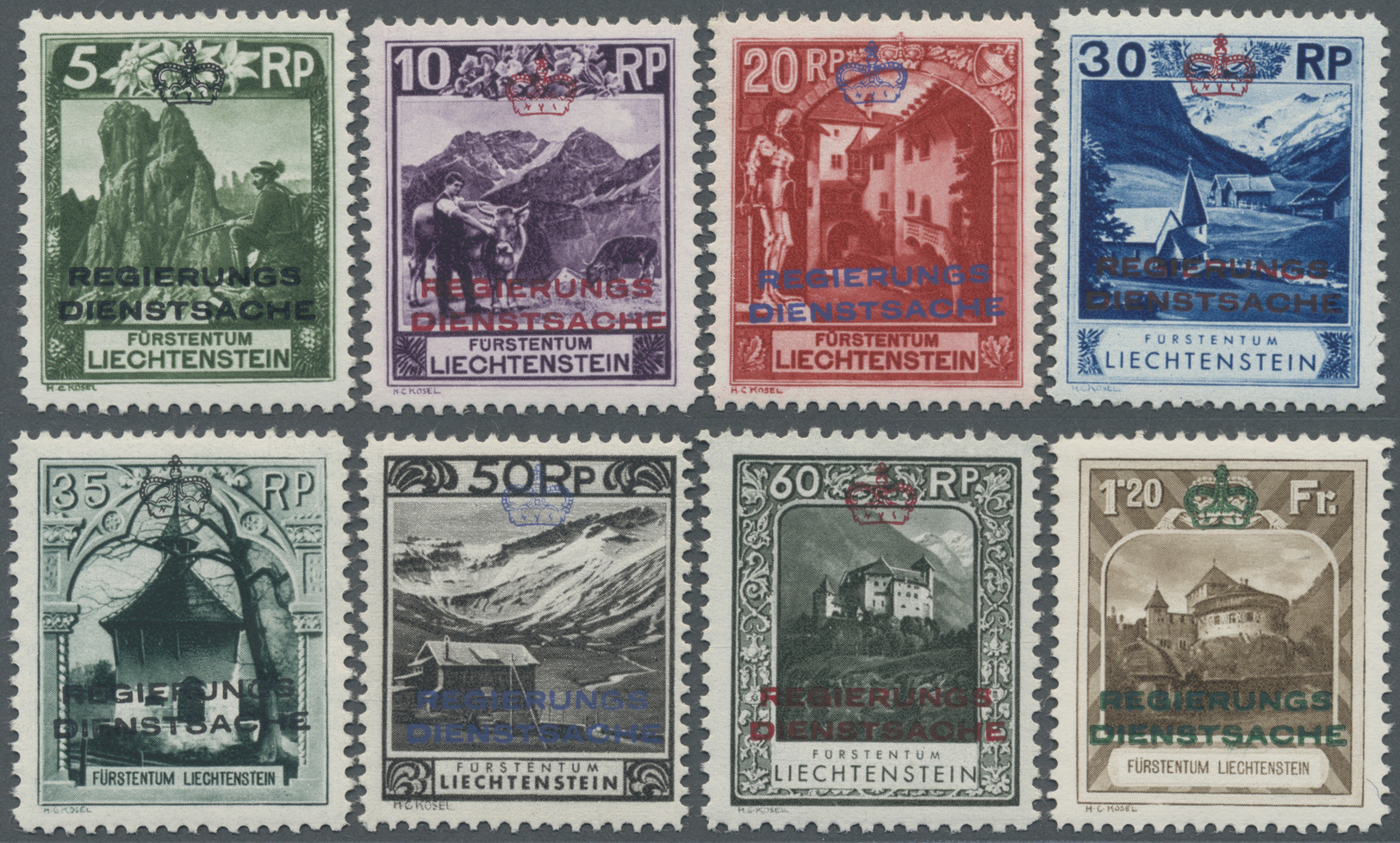 ** Liechtenstein - Dienstmarken: 1932 Kompletter Satz Der Ersten Ausgabe, Tadellos Postfrisch, Dabei Bessere Zähn - Service