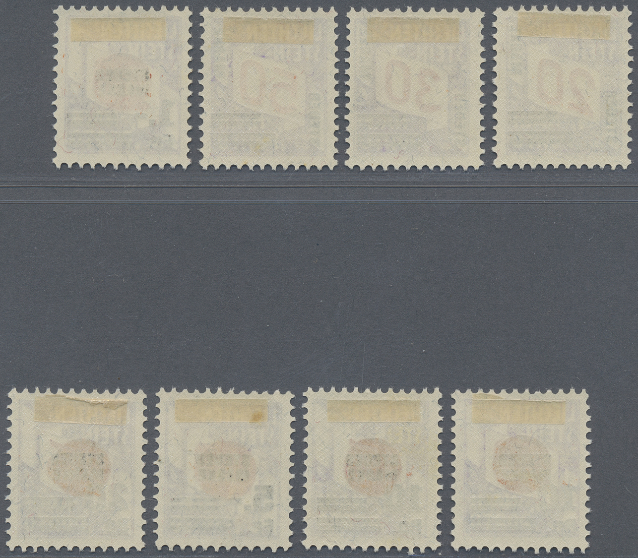* Liechtenstein - Portomarken: 8 Verschiedene Portomarken Als Steuermarken Verwendet Mit Entsprechendem Aufdruck - Postage Due