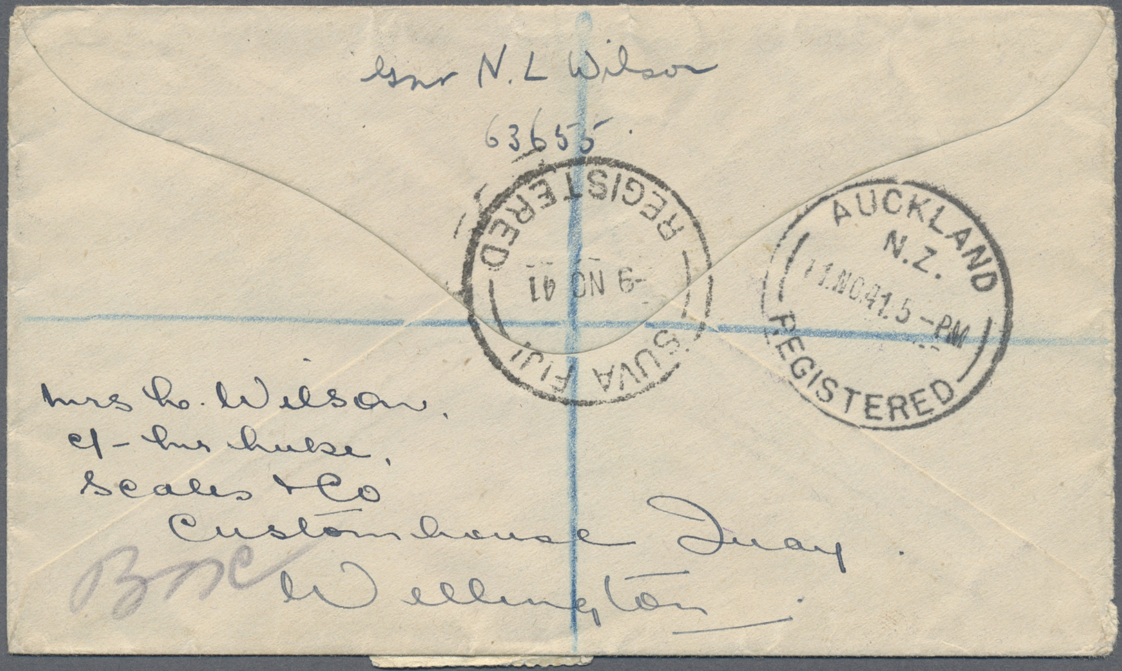 Br Fiji-Inseln: 1941. Registered New Zealand 'On Active Service' Air Mail Envelope Written From The New Zealand Expediti - Fiji (...-1970)