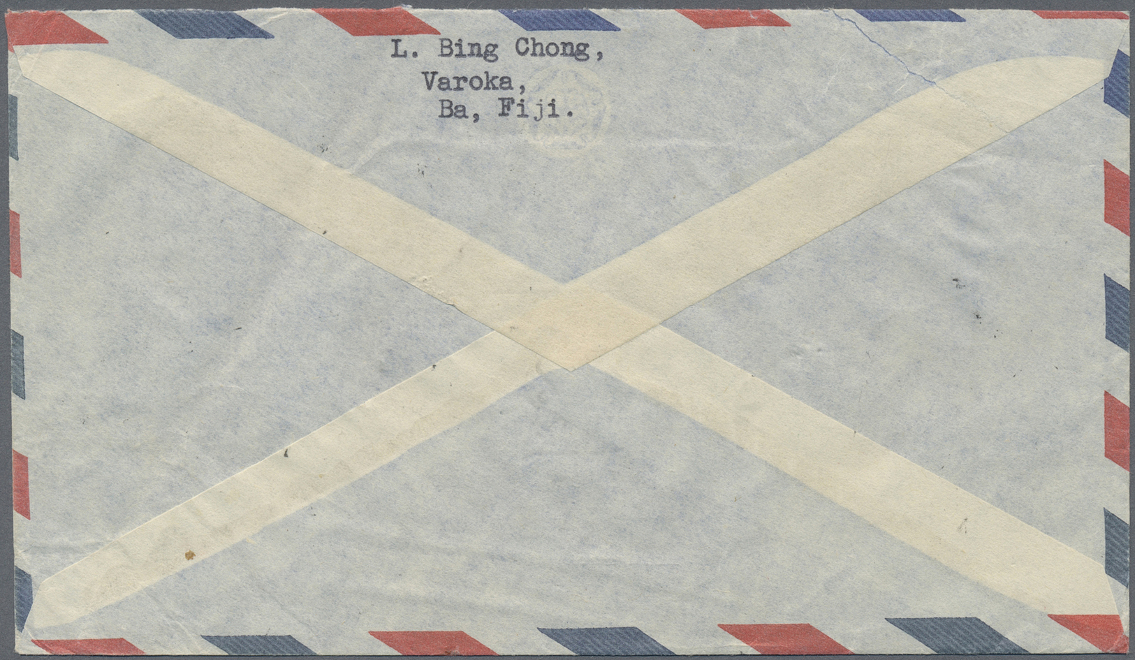 Br Fiji-Inseln: 1954. Air Mail Envelope Addressed To England Bearing SG 255, 2d Green And Magenta, SG 259, 5d Yellow Gre - Fiji (...-1970)