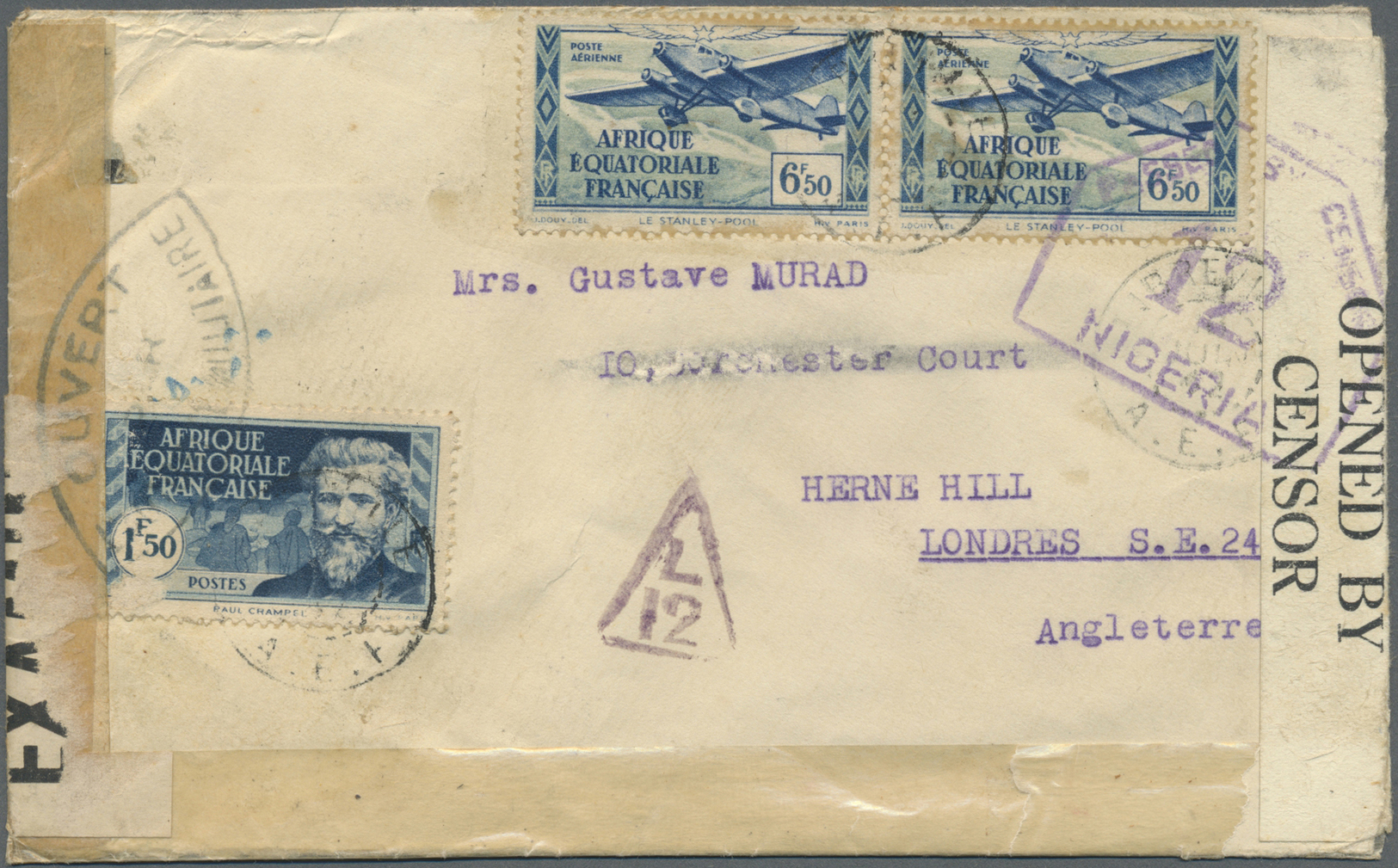 Br Französisch-Äquatorialafrika: 1941. Censored Envelope Written From Libreville, Gabon Addressed To London Bearing A.E. - Covers & Documents