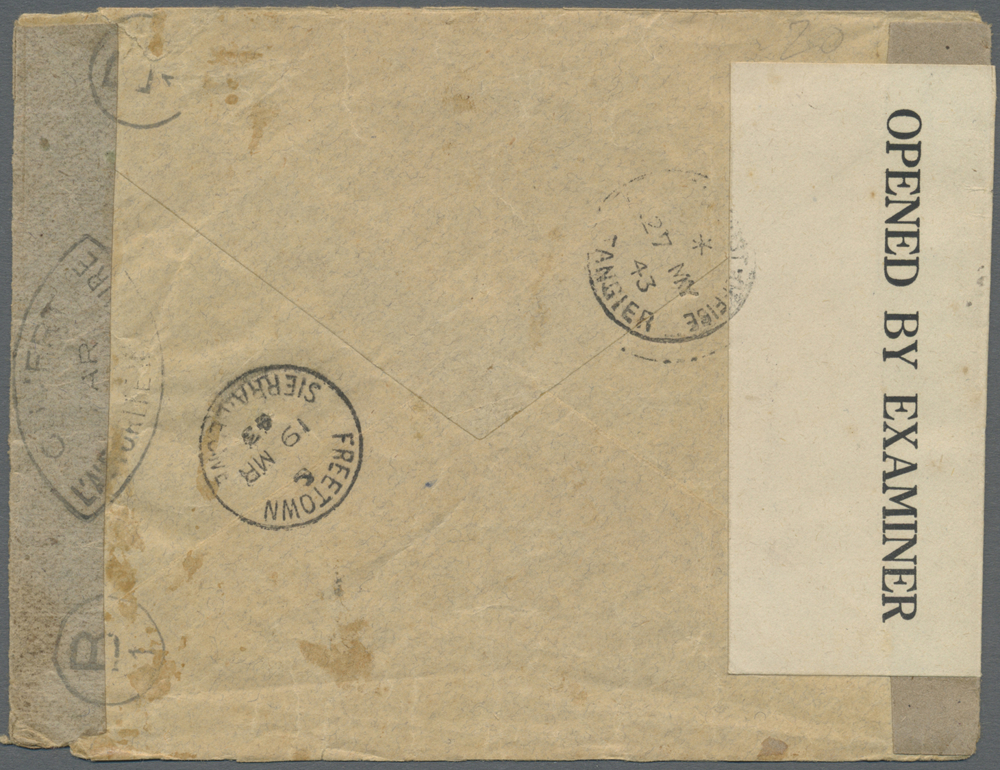 Br Französisch-Äquatorialafrika: 1943. Air Mail Envelope Addressed To Tanger, Morocco Bearing Afrique Equatoriale Franca - Covers & Documents