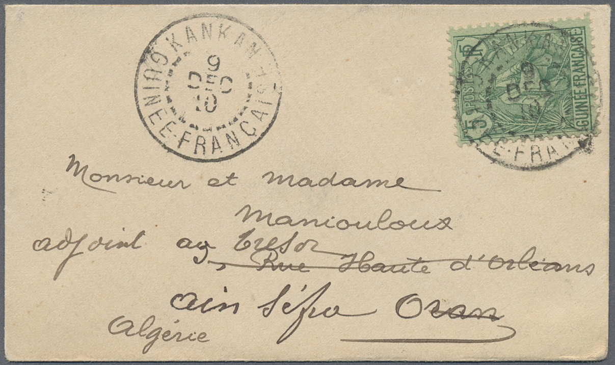 Br Französisch-Guinea: 1910. Envelope Addressed To Algeria, North Africa Bearing Guinee Francaise Yvert 21, 5c Green Tie - Other & Unclassified
