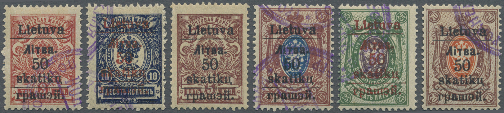 O/* Litauen - Lokalausgaben: Gardinas (Grodno): 1919, Freimarken Von Russland Mit Fünfzeiligen Schwarzem Oder Rote - Lituanie