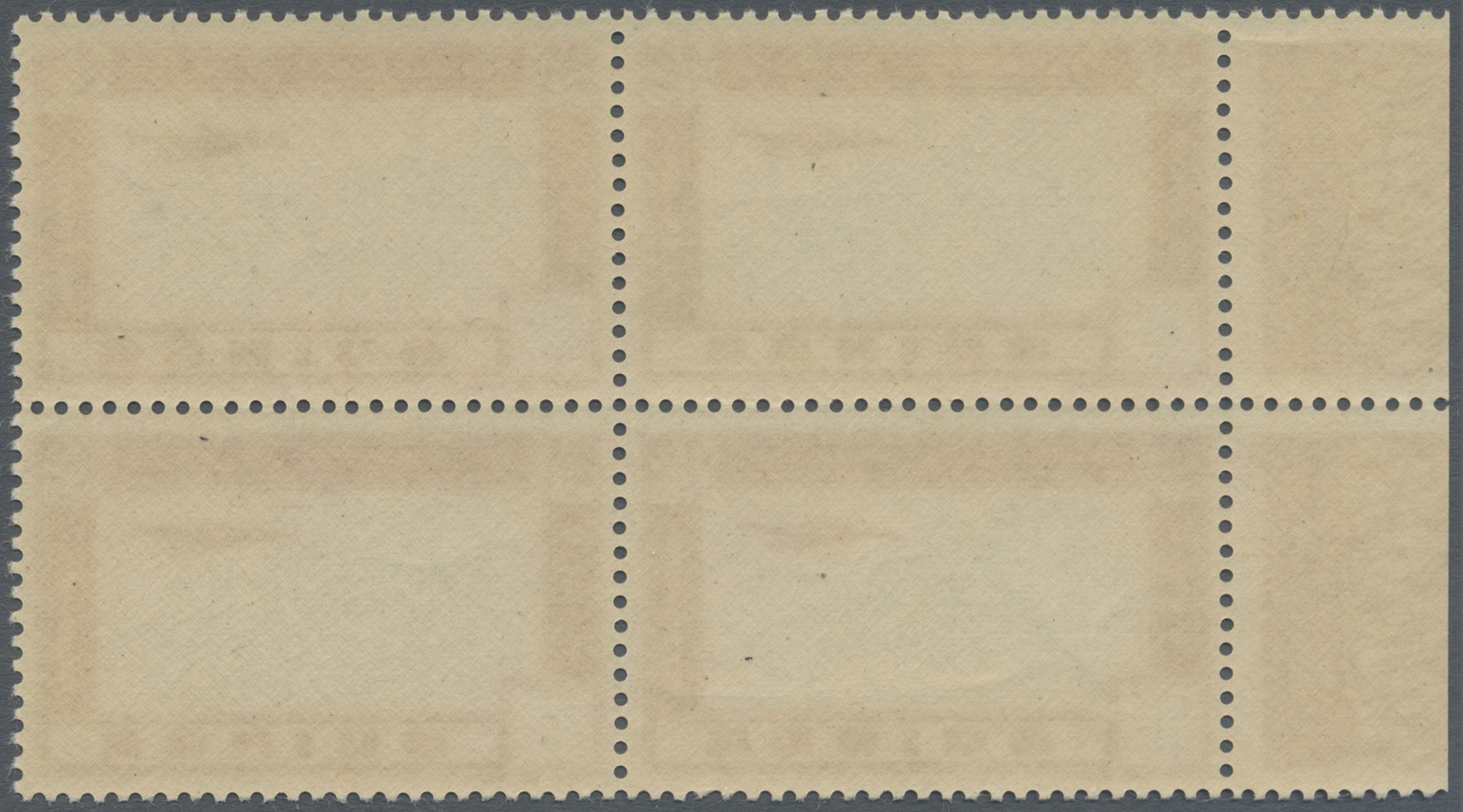 **/ Französisch-Guinea: 1942, 20 Fr. Red, 'aeroplane And Landscape", Block Of Four, Color Blue-grey Omitted,so Neither L - Other & Unclassified