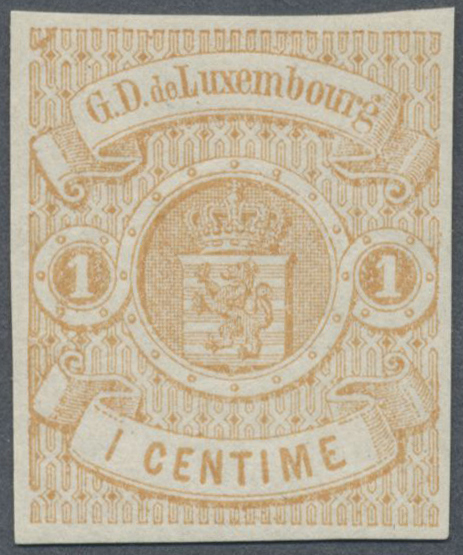 ** Luxemburg: 1859, 1 C. Hellbraun Wappenausgabe, Völlig Postfrisches Luxusstück. - Autres & Non Classés