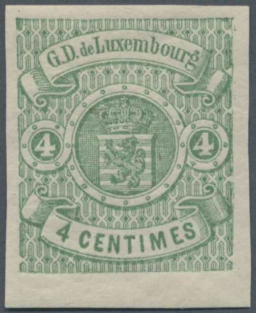 ** Luxemburg: 1874, 4 C. Blaugrün Wappenausgabe, Völlig Postfrisches Luxusstück. - Other & Unclassified