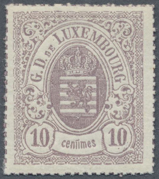 ** Luxemburg: 1875, 10 C. Stumpflila Wappenausgabe, Völlig Postfrisches Luxusstück. - Autres & Non Classés