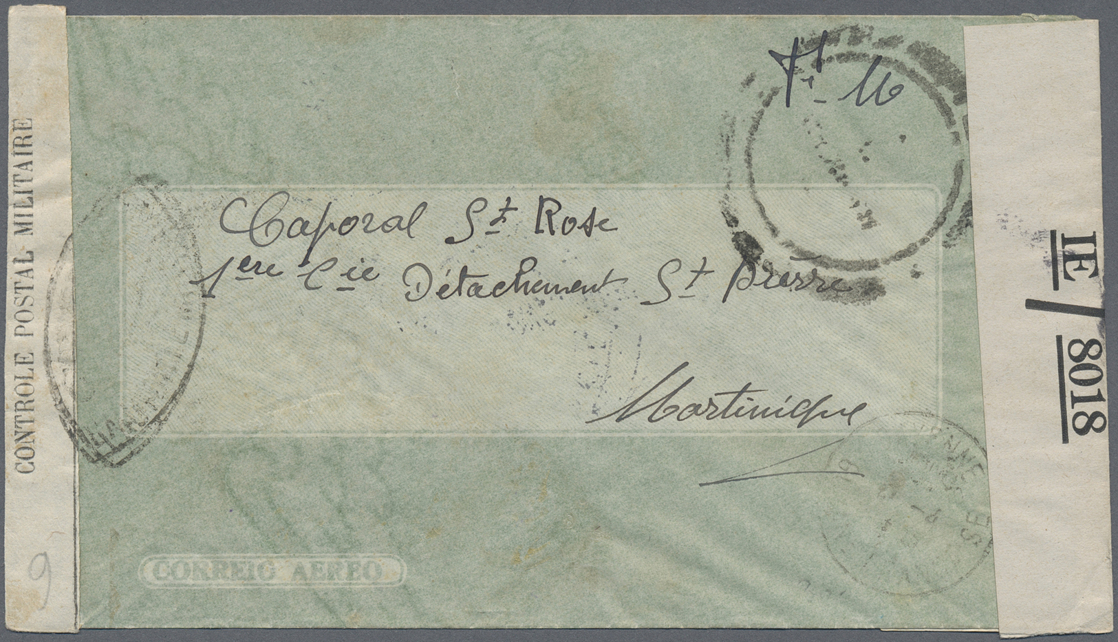 Br Französisch-Guyana: 1941. Stampless Envelope Addressed To Martinique Written From Cayenne Endorsed 'F.M.' With Cayenn - Covers & Documents