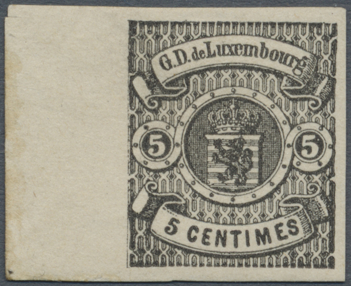 * Luxemburg: 1875, 5 C. Wappen Als Geschnittener Probedruck In Schwarz Vom Linken Rand, Ungebraucht Mit Falz. - Autres & Non Classés