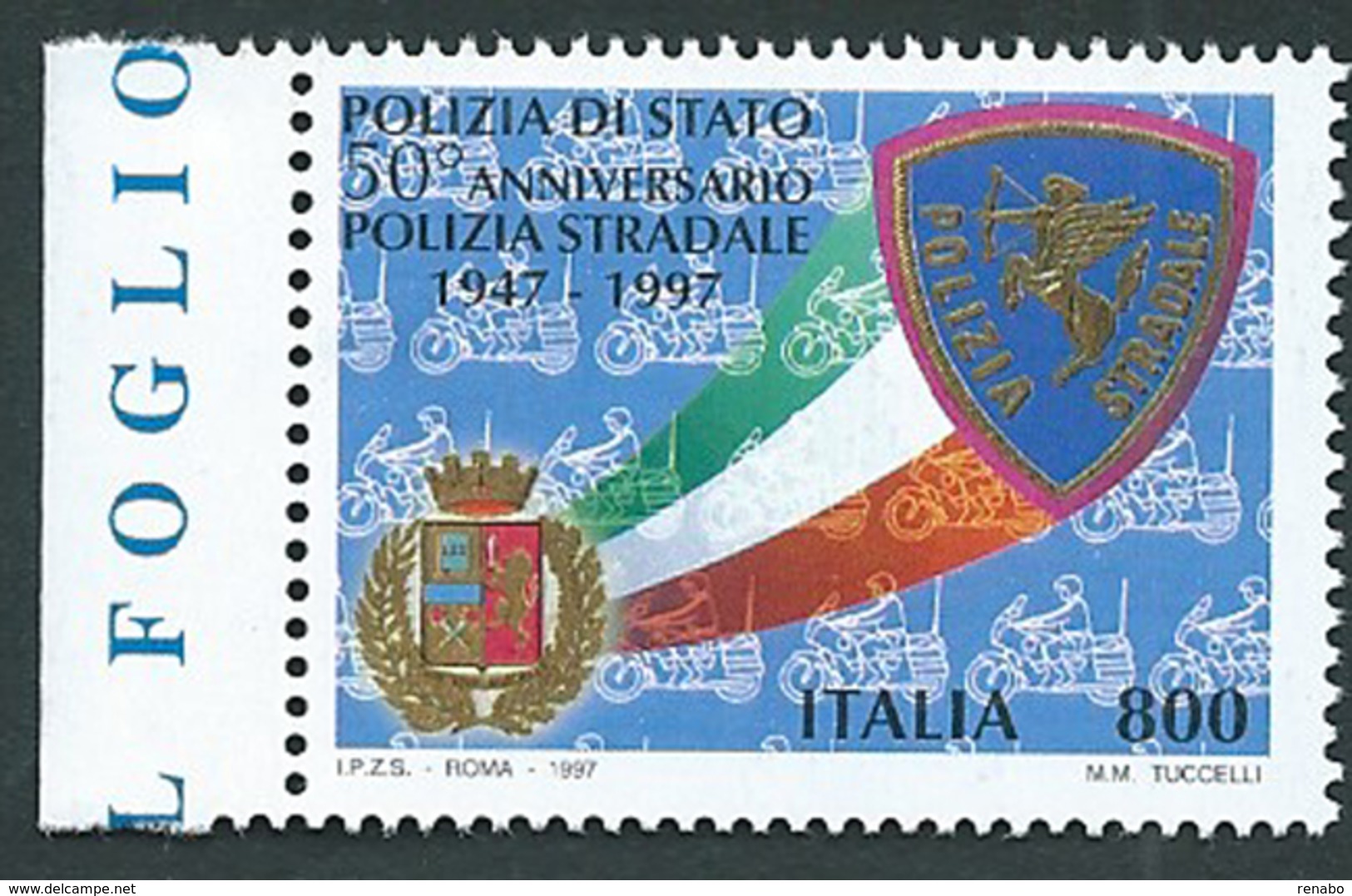 Italia, Italy 1997; Polizia Stradale, Traffic Police, Stemmi, Coats Of Arms. Di Bordo, Nuovo. - Francobolli