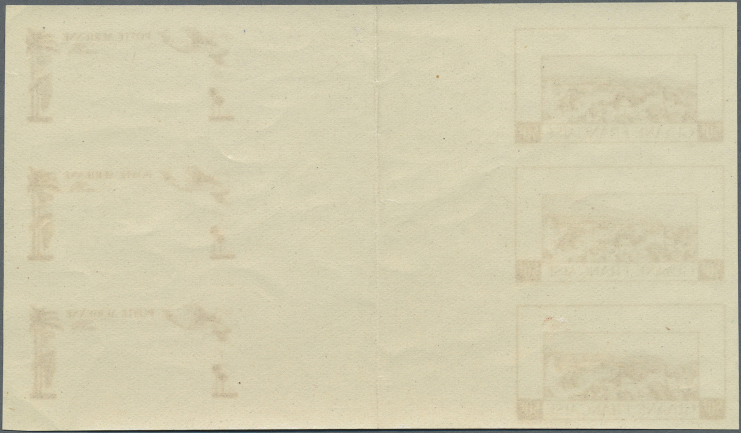 ** Französisch-Guyana: 1942, Airmails 50fr. "Cayenne/Aeroboat", Compound Stage Proof Sheet In Brown, Gummed Paper (verti - Lettres & Documents