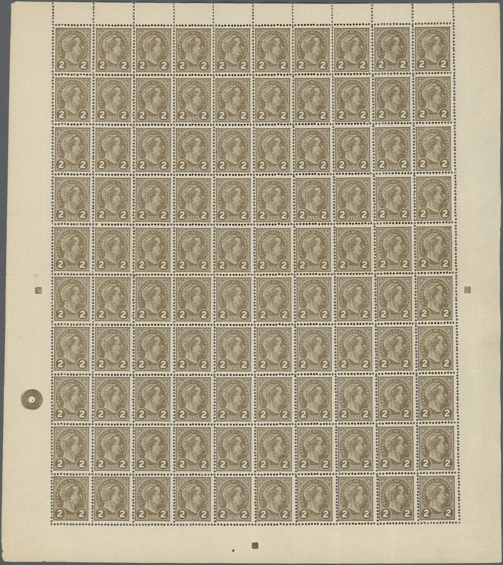 ** Luxemburg: 1895, 2 Und 10 C. Großherzog Adolf Im Kompletten Postfrischen Bogen. Lt. Angabe Des Einlieferers Mi - Autres & Non Classés