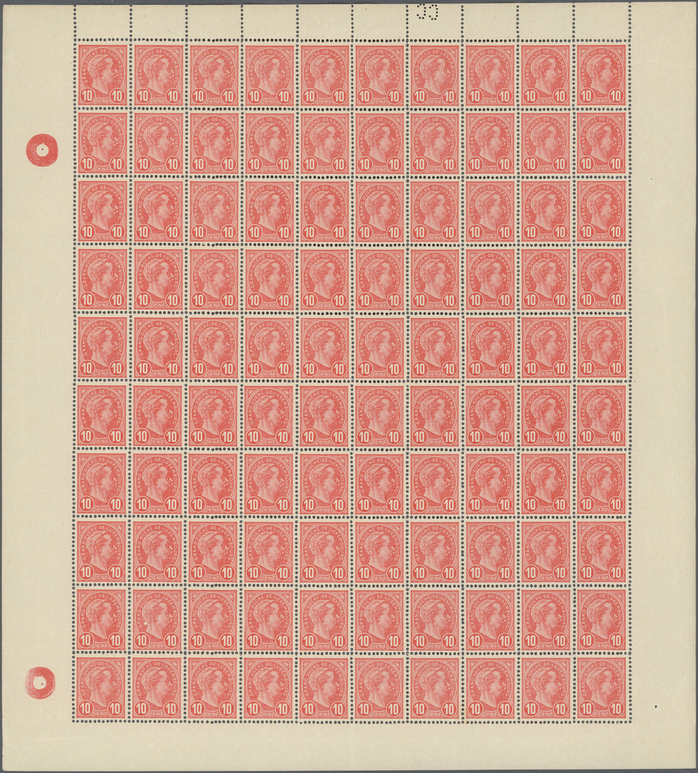 ** Luxemburg: 1895, 2 Und 10 C. Großherzog Adolf Im Kompletten Postfrischen Bogen. Lt. Angabe Des Einlieferers Mi - Autres & Non Classés