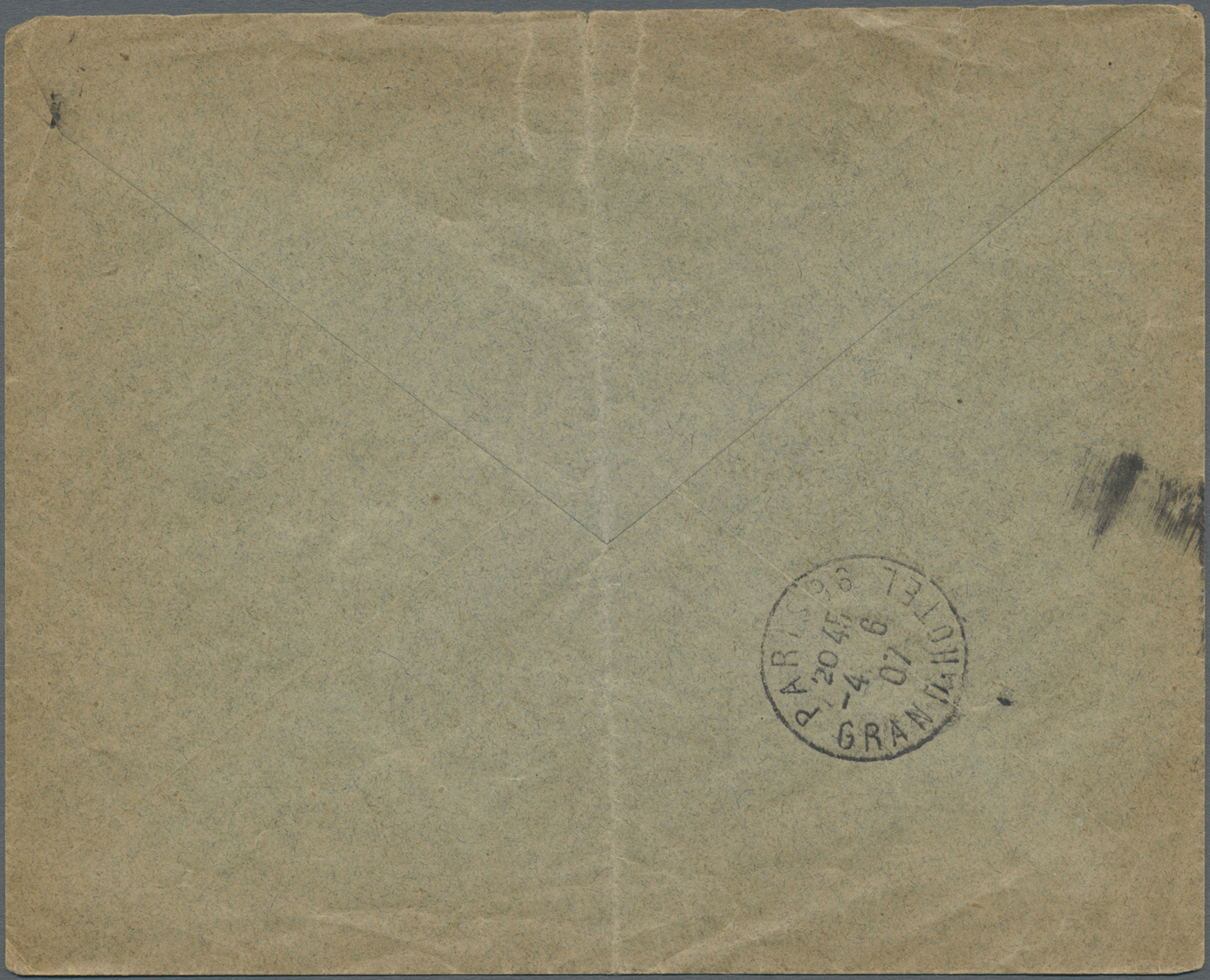 Br Luxemburg: 1907. Registered Envelope (vertical Fold) Addressed To France Bearing Yvert 64, 37½c Green (imperf - Autres & Non Classés