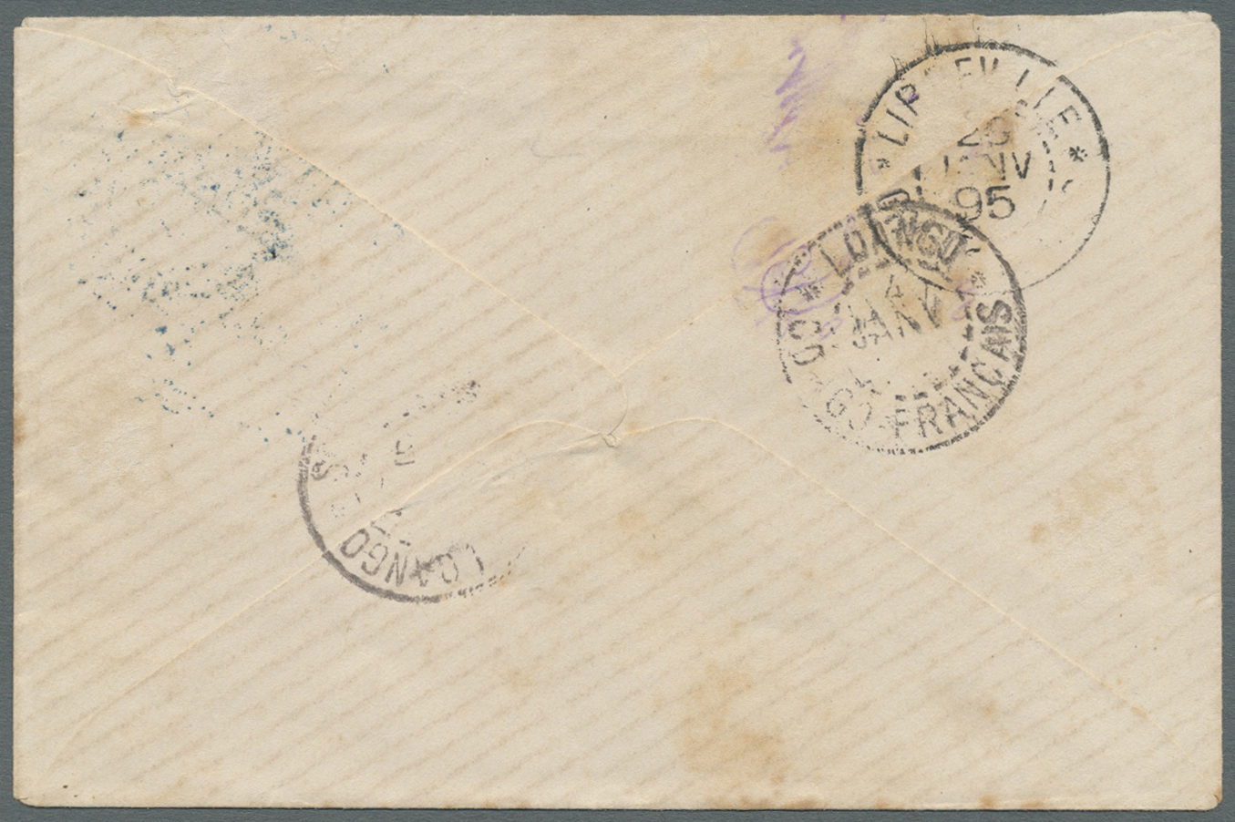 Br Französisch-Kongo: 1894. Envelope To Gabon Bearing Yvert 4, 5 On 25c Black/rose Tied By Brazza Ville Cougo-Francais D - Covers & Documents