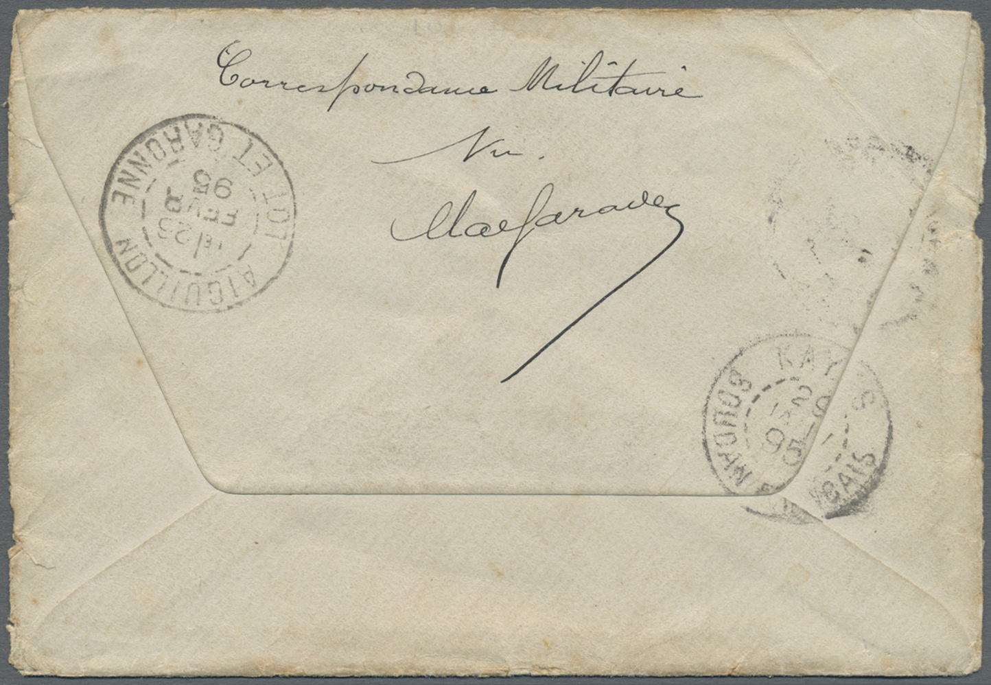 Br Französisch-Sudan: 1895. Soiled Stampless Envelope Endorsed 'Corps D 'Occupation Du Soudan' Addressed To France Cance - Covers & Documents