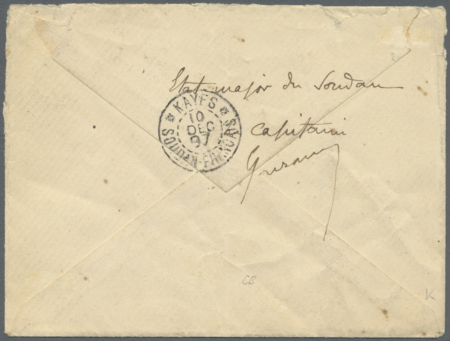 Br Französisch-Sudan: 1897 (26.11.), Stampless Cover Used From SEGOO To Paris With Transitmarks Of KAYES (10.12.) On Rev - Covers & Documents