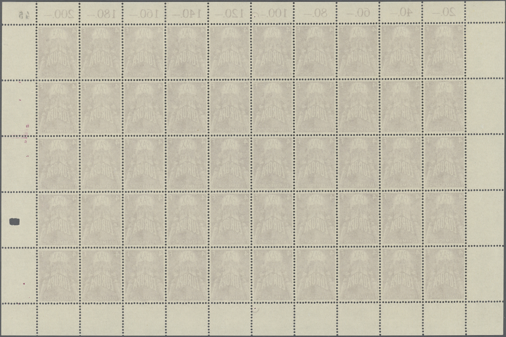 ** Luxemburg: 1957, Europa, 2 - 4 Fr. Je Im Kompletten Bogen Zu 50 Werten, Einmal Mittig Gefaltet, Tadellos Postf - Other & Unclassified