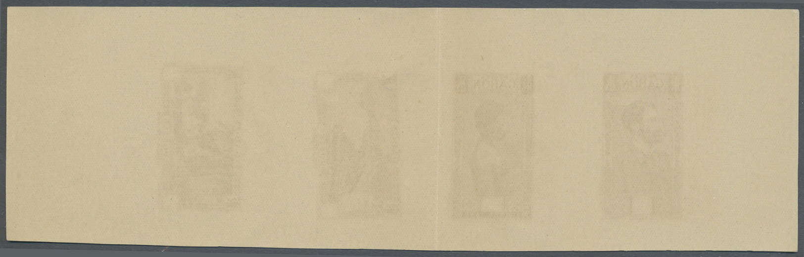 ** Gabun: 1932, Collective Proofs On Gummed Paper, Four Stamps From The 1932 Ordinary Stamp Set And Tax Stamp In Four Dí - Gabun (1960-...)