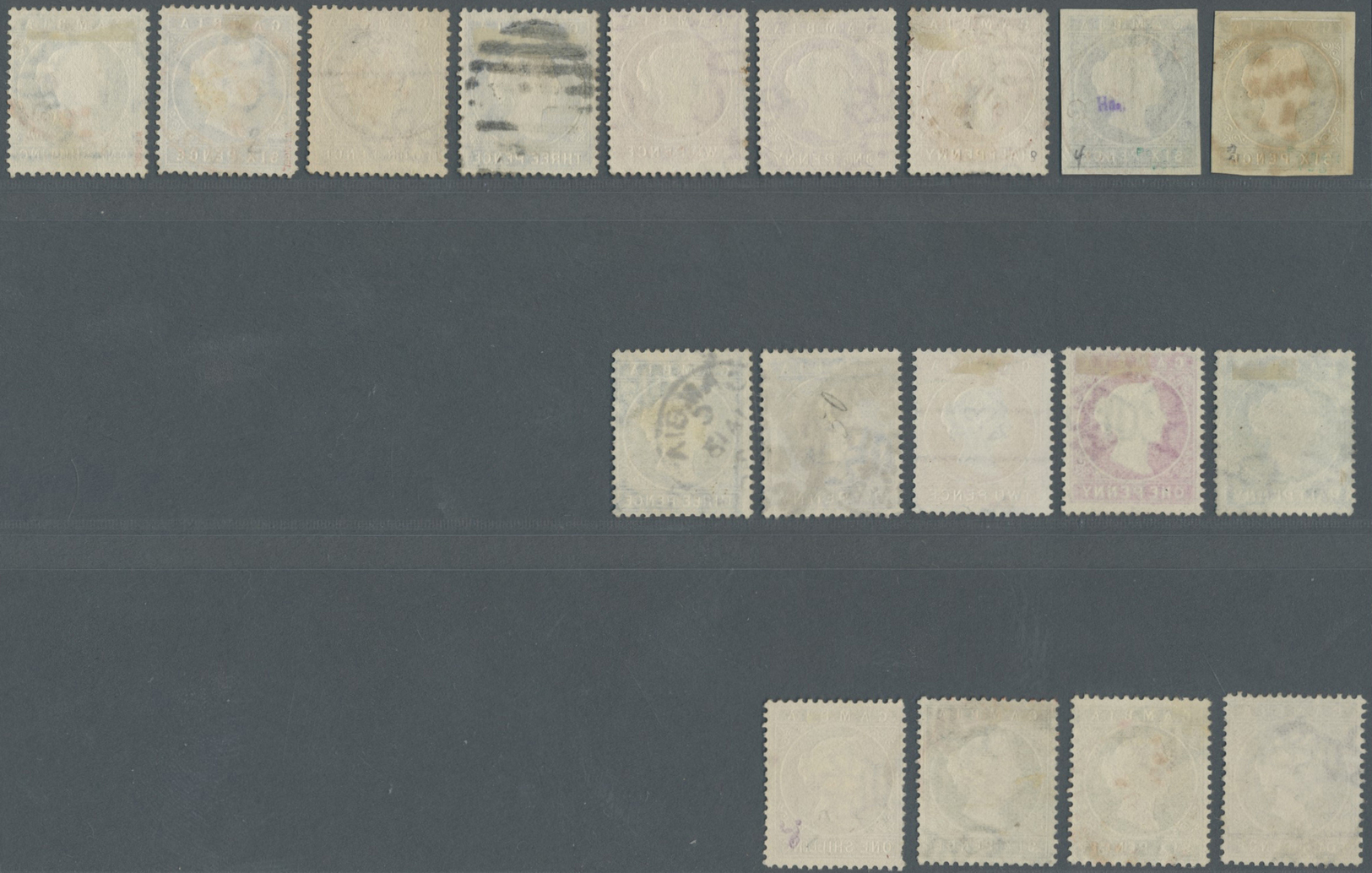 O Gambia: 1869/1887, Nice Lot Of QV Heads Starting Imperforates 6 D Without And With Watermark Followed By 16 Different  - Gambia (1965-...)