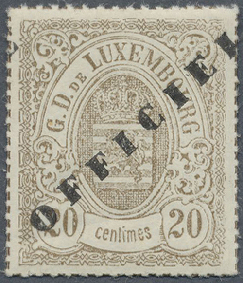** Luxemburg - Dienstmarken: 1875, 20 C Wappen Graubraun Mit Aufdruck "OFFICIEL", In Breiter Type I In Postfrisch - Service