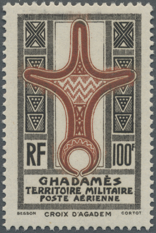 ** Ghadames: 1949, 100fr. "Cross Of Agadem" With Differing Colour "brownish Red" (the Colour Used For The 8fr. Value) In - Other & Unclassified
