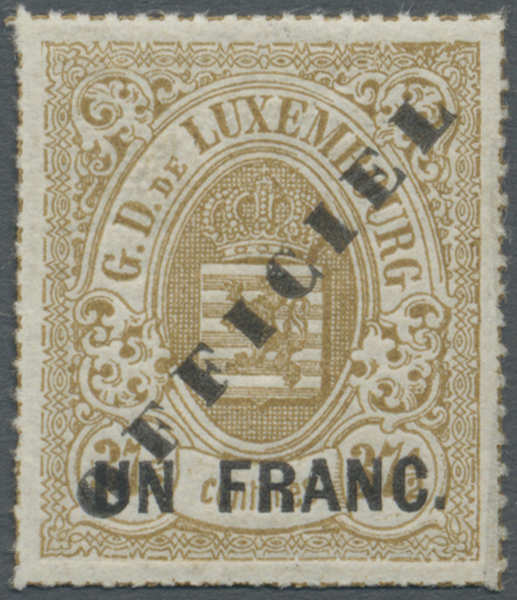 ** Luxemburg - Dienstmarken: 1875, Dienstmarke "UN FRANC," Auf 37 1/2 C. Mit Aufdruck "OFFICIEL" In Schmaler Type - Officials