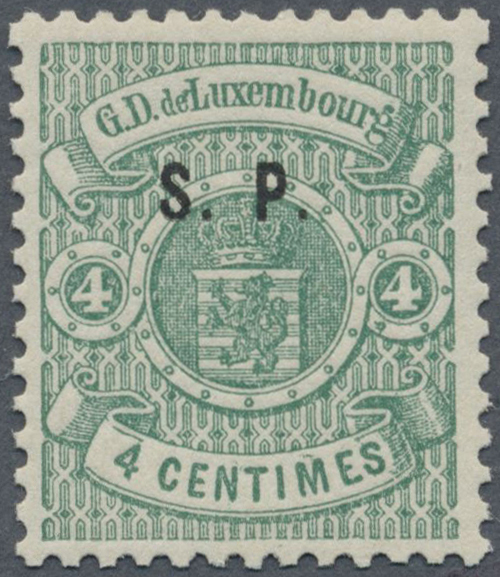 ** Luxemburg - Dienstmarken: 1884, 4 C Blaugrün Wappen Mit Aufdruck "S. P.", In Schmaler Type I In Postfrischer E - Service
