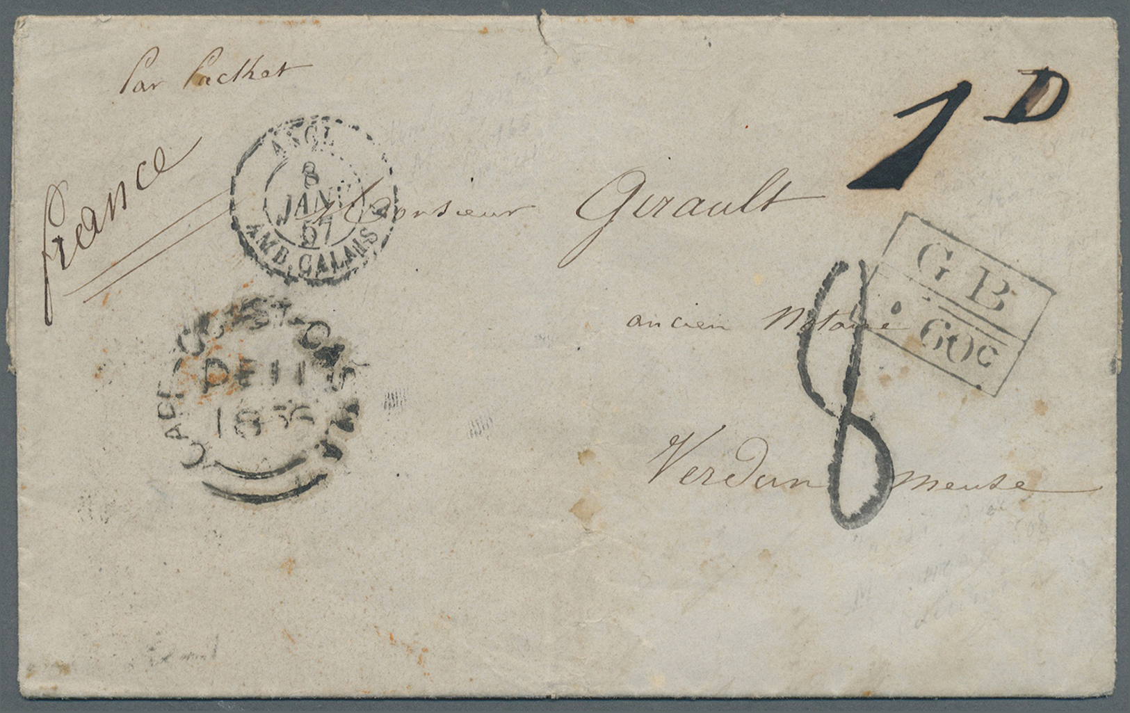 Br Goldküste: 1856 Stampless Envelope Addressed To France Cancelled By Cape-Coast- Castle Date Stamp 'Dec 11', Endorsed  - Gold Coast (...-1957)