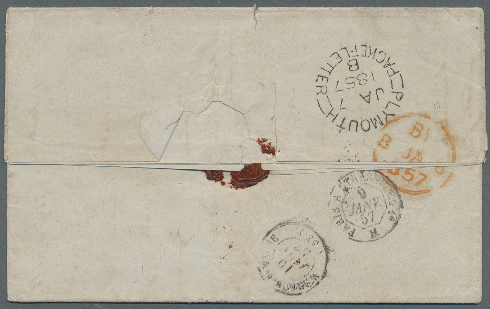 Br Goldküste: 1856 Stampless Envelope Addressed To France Cancelled By Cape-Coast- Castle Date Stamp 'Dec 11', Endorsed  - Gold Coast (...-1957)