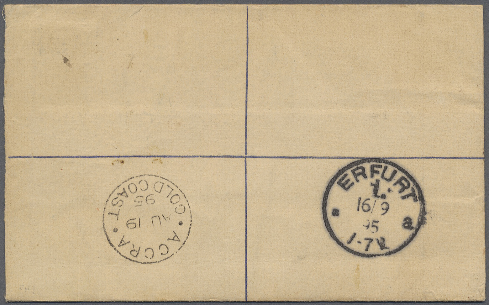 GA Goldküste: 1895. Registered Postal Stationery Envelope 'two Pence' Blue Upgraded With SG 14, 2½d Blue And Orange Tied - Gold Coast (...-1957)