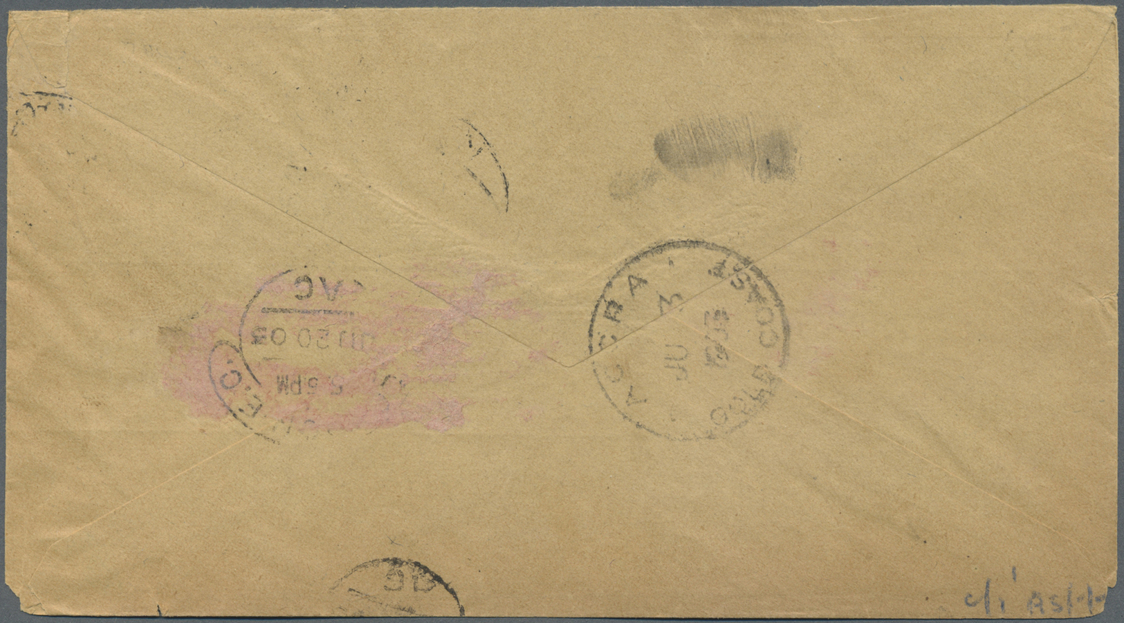 Br Goldküste: 1903. Envelope Addressed To London Bearing SG 38, ½d Purpfle And Green (pair) Tied By Kpong/Gold Coast Dat - Gold Coast (...-1957)