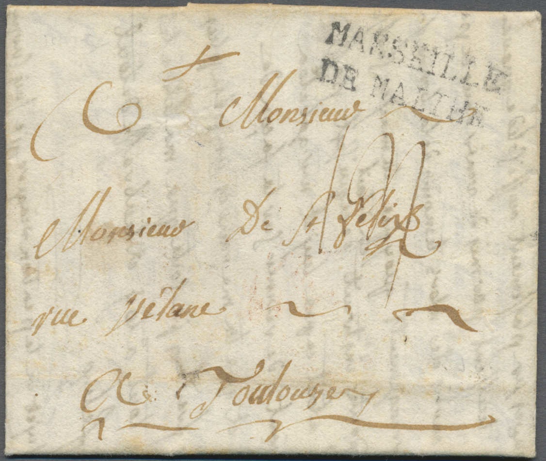 Br Malta - Vorphilatelie: 1782. Stampless Envelope Addressed To Toulouse, France Written From Malta Dated '30th J - Malta