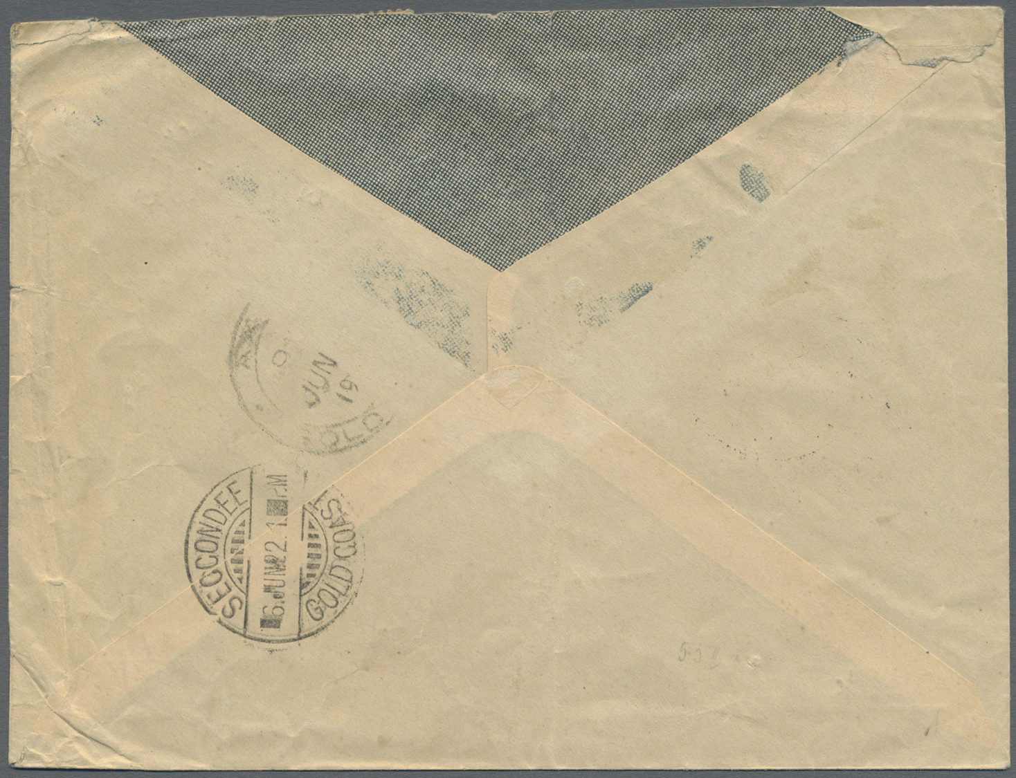 Br Goldküste: 1922. Envelope (faults) Addressed To Holland Bearing SG 70, ½d Green And SG 72, 1d Red (2) Tied By Aluabo  - Gold Coast (...-1957)