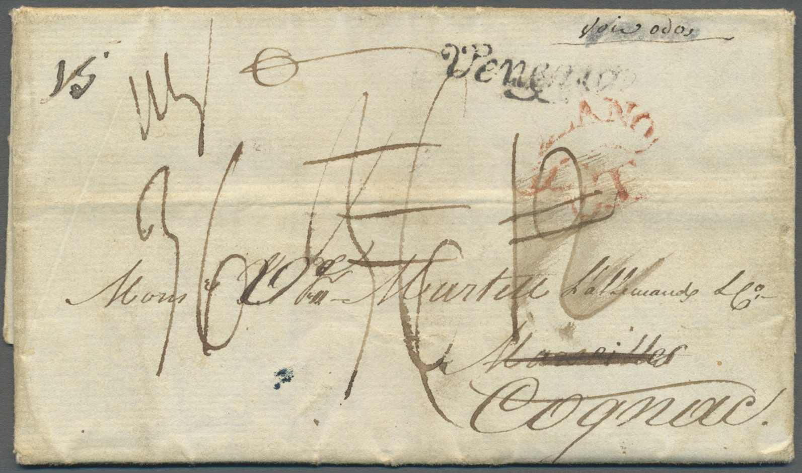 Br Malta - Vorphilatelie: 1813 (24.3.), Brief (Spuren/Knitter/waagerechter Mittelbug) Der Firma Hayes Nach Marsei - Malte