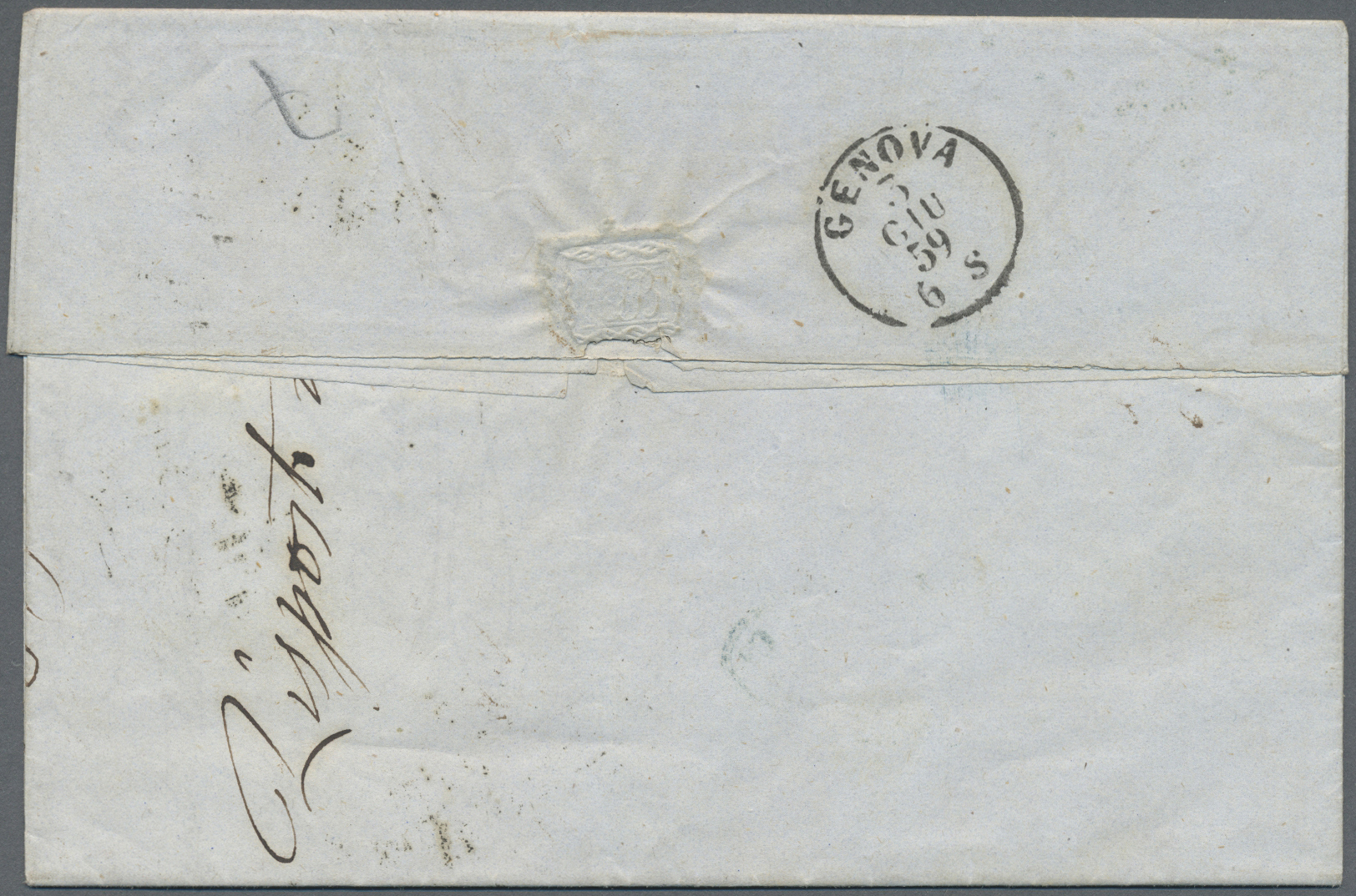 Br Malta: 1859, Folded Letter Franked With 2 Copies Of 2 D Victoria Plate No. 7 With Duplex Cancellation MALTA/A - Malte