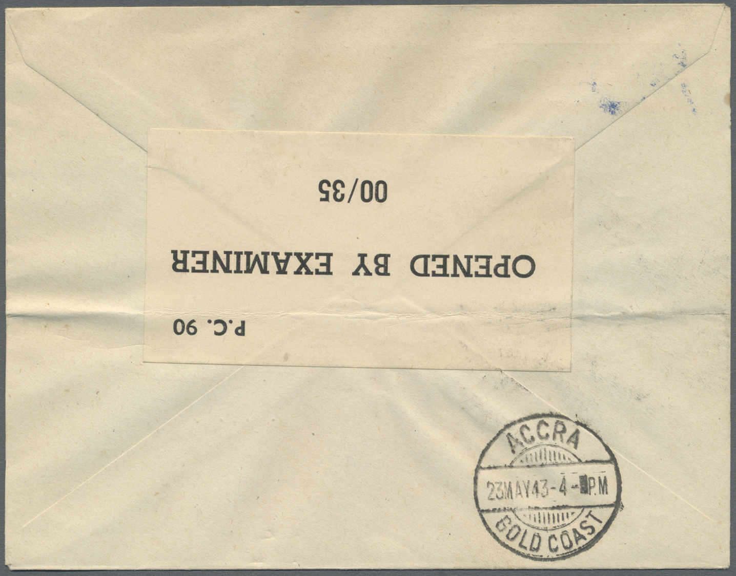 Br Goldküste: 1945. Air Mail Envelope (vertical Fold) Written From Conakry Addressed To Accra, Gold Coast Bearing French - Gold Coast (...-1957)